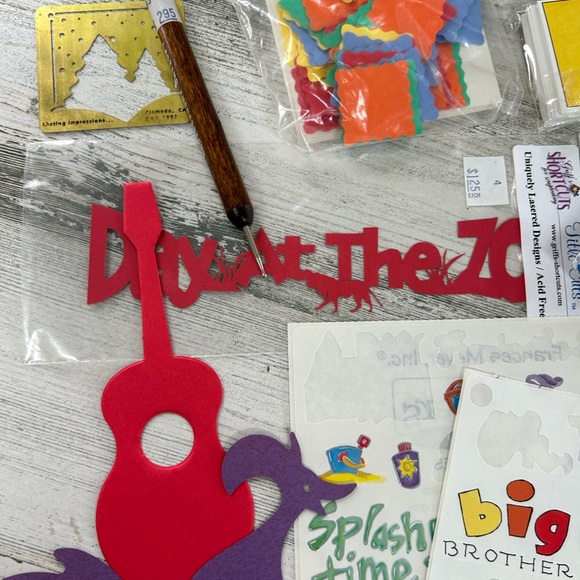 SCRAPBOOKING Lot of Brads Stickers Punch Out Art Work Goodies - Picture 12 of 13